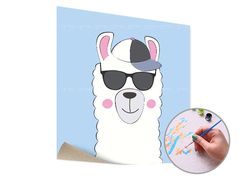 E-shop Maľovanie podľa čísel LAMA S OKULIARMI – nízka náročnosť 50x50