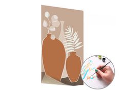 E-shop Maľovanie podľa čísel HNEDÉ VÁZY S KVETMI – nízka náročnosť 40x60 cm