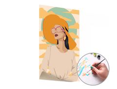 E-shop Maľovanie podľa čísel ŽENA V ŽLTOM KLOBÚKU – nízka náročnosť 40x60 cm