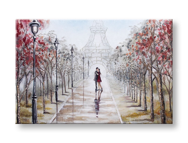 Levně Malovaný nástěnný obraz PAŘÍŽ 90x60 cm