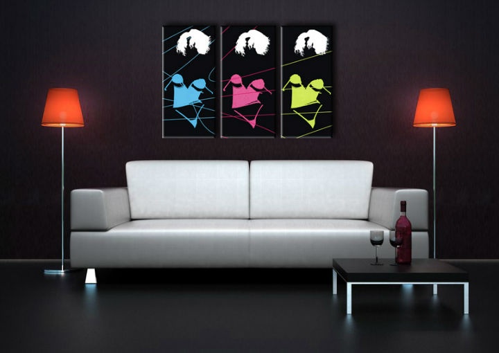 E-shop Ručne maľovaný POP Art obraz Three sexy woman