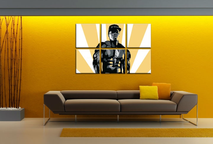 E-shop Ručne maľovaný POP Art obraz 50 cent 6 dielny 50cent