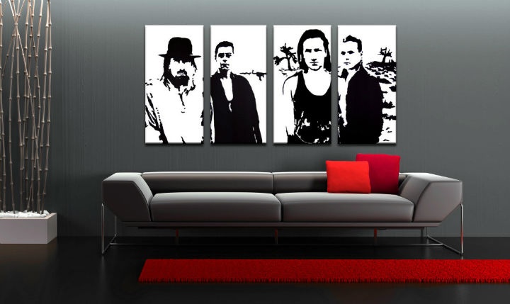 E-shop Ručne maľovaný POP Art obraz U2 in Black 4 dielny U22