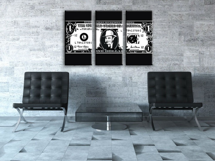 E-shop Ručne maľovaný POP Art obraz AL CAPONE 3 dielny ac2