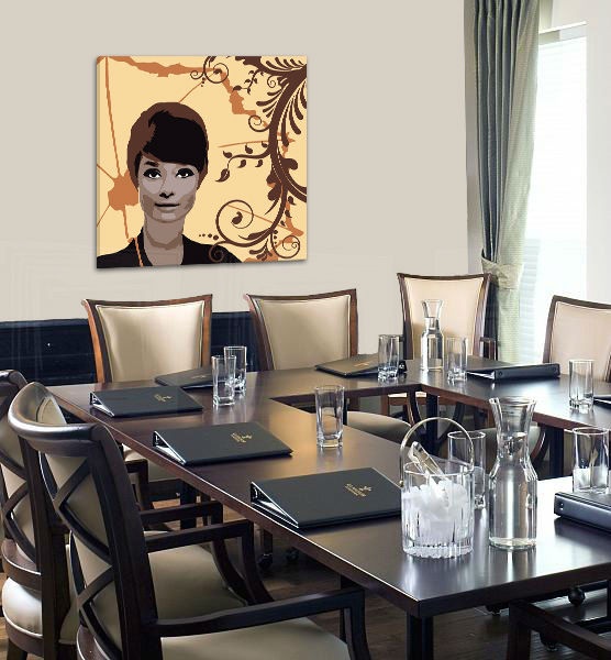 E-shop Ručne maľovaný POP Art obraz Audrey Hepburn
