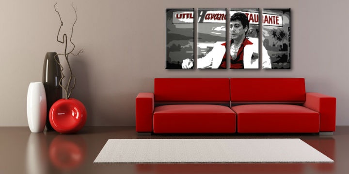 E-shop Ručne maľovaný POP Art obraz HAVANA - AL PACINO 4 dielny al29
