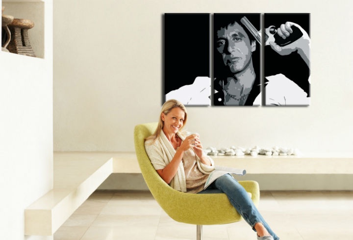 E-shop Ručne maľovaný POP Art obraz AL PACINO 3 dielny al32