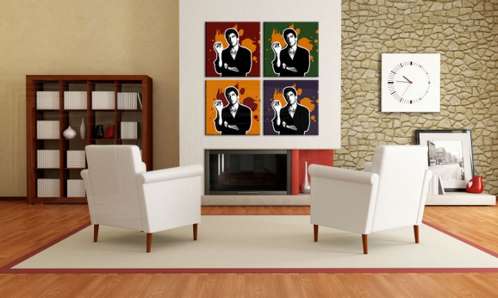 E-shop Ručne maľovaný POP Art obraz Scarface - AL PACINO 4 dielny al36