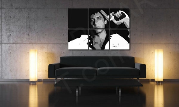 E-shop Ručne maľovaný POP Art obraz Scarface - AL PACINO 6 dielny al38