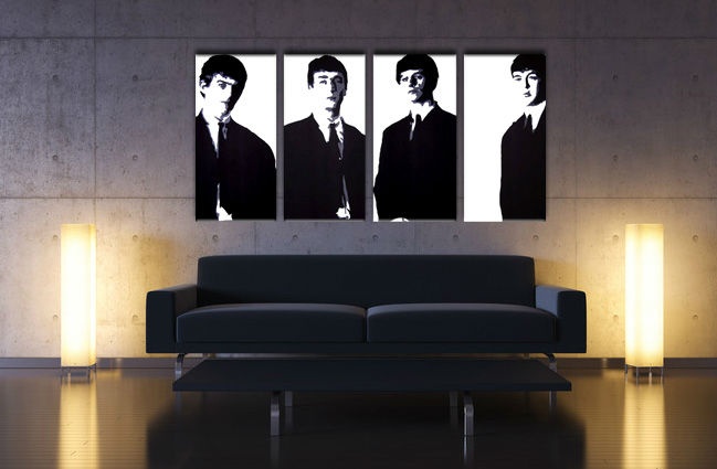 E-shop Ručne maľovaný POP Art obraz Beatles 4 dielny bea3