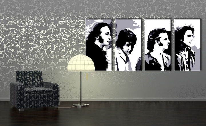 E-shop Ručne maľovaný POP Art obraz Beatles 4 dielny bea5