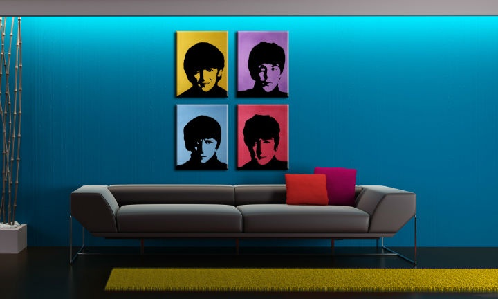 Levně Ručně malovaný obraz POP Art BEATLES 4 dílná bea6