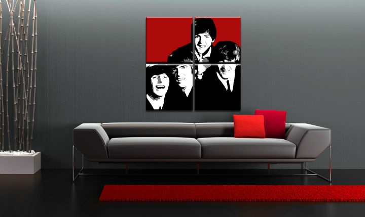E-shop Ručne maľovaný POP Art obraz BEATLES 4 dielny bea7