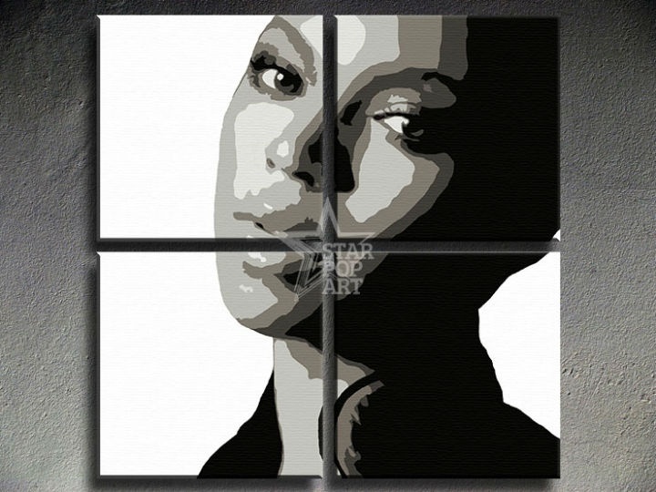 Levně Ručně malovaný obraz POP Art BEYONCÉ 4 dílná bey