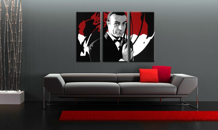 E-shop Ručne maľovaný POP Art obraz James Bond 3 dielny bond2