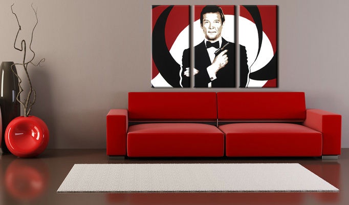 E-shop Ručne maľovaný POP Art obraz James Bond 3 dielny bond