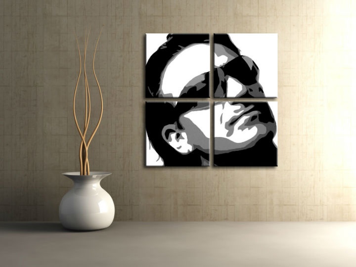 E-shop Ručne maľovaný POP Art obraz Bono-U2 4 dielny bono2