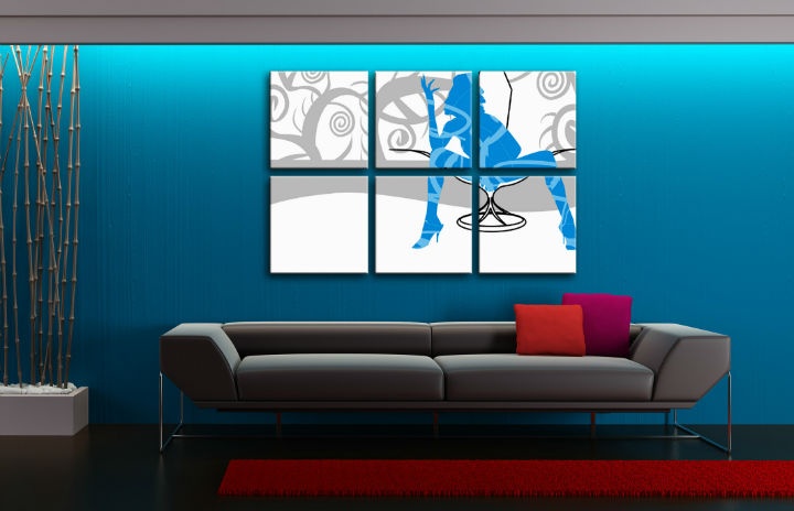 E-shop Ručne maľovaný POP Art obraz Blue Woman