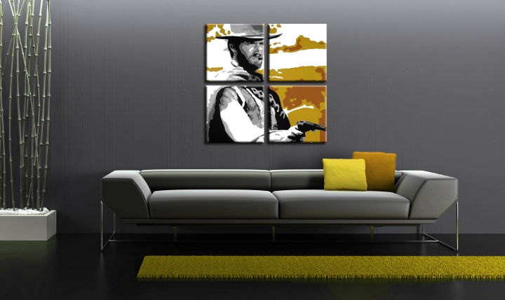 E-shop Ručne maľovaný POP Art obraz Clint Eastwood