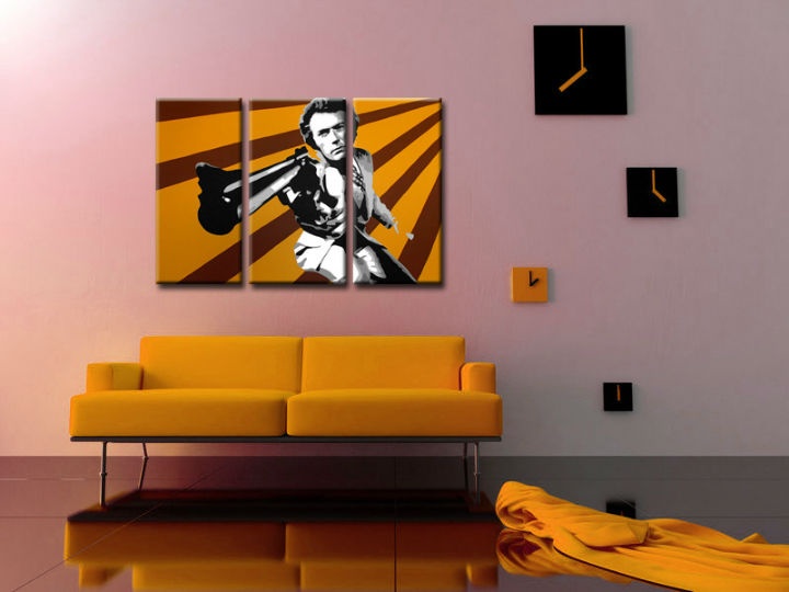 E-shop Ručne maľovaný POP Art obraz Clint Eastwood 3 dielny ce