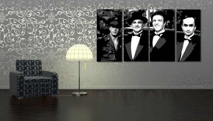 E-shop Ručne maľovaný POP Art obraz Corleone Family 4 dielny cor