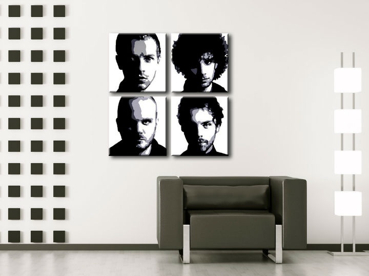 E-shop Ručne maľovaný POP Art obraz Coldplay 4 dielny cp