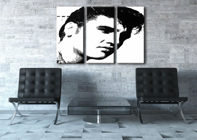 E-shop Ručne maľovaný POP Art obraz ELVIS 3 dielny el