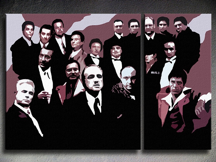 Levně Ručně malovaný obraz POP Art Rodina MAFIA 2dílná rodina