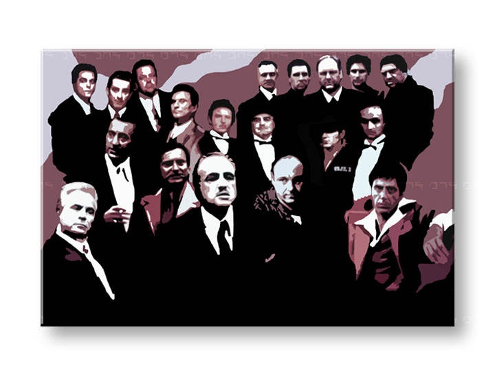 E-shop Ručne maľovaný POP Art obraz The MAFIA Family 2 dielny family