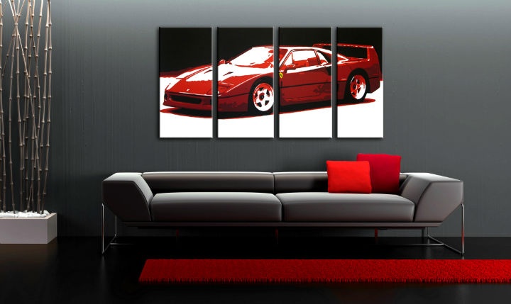 E-shop Ručne maľovaný POP Art obraz FERRARI F40 4 dielny fer