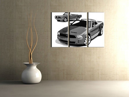 E-shop Ručne maľovaný POP Art obraz FORD MUSTANG 3 dielny fm2