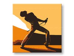 E-shop Ručne maľovaný POP Art obraz FREDDIE MERCURY 100x100 cm