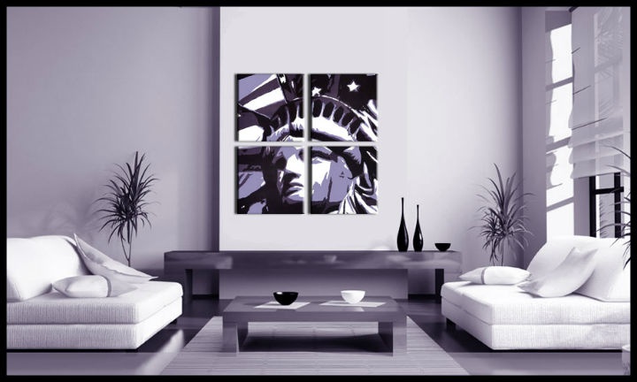 E-shop Ručne maľovaný POP Art obraz Socha Slobody 4 dielny fs