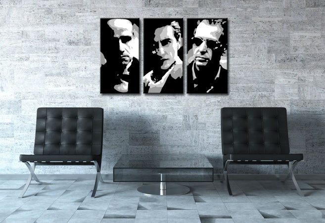 E-shop Ručne maľovaný POP Art obraz GODFATHER 3 dielny god2