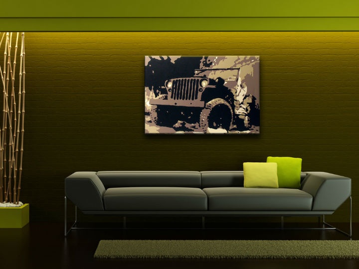 E-shop Ručne maľovaný POP Art obraz JEEP