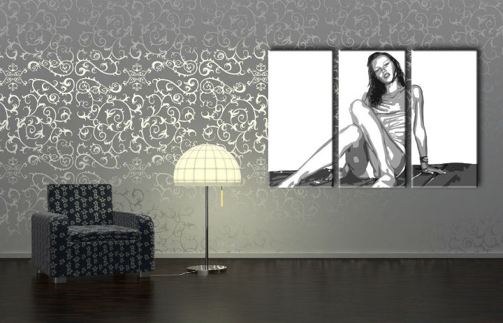 E-shop Ručne maľovaný POP Art obraz Kate Moss