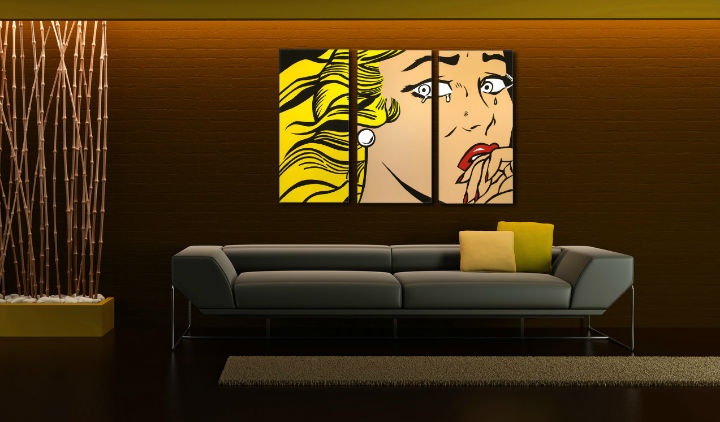 Levně Ručně malovaný obraz POP Art LICHTENSTEIN 3 díly li3/x2