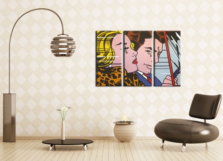 E-shop Ručne maľovaný POP Art obraz LICHTENSTEIN 3 dielny li4