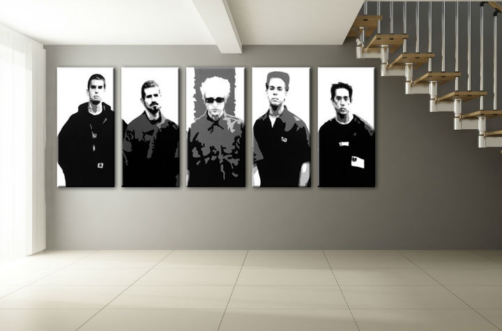 E-shop Ručne maľovaný POP Art obraz LINKIN PARK 5 dielny lp