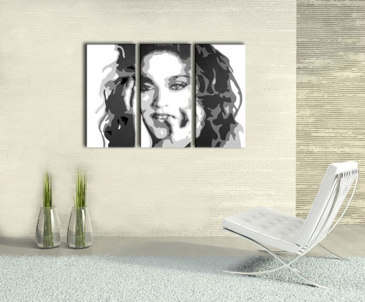 Levně Ručně malovaný obraz POP Art MADONNA 3 díly ma3