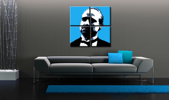E-shop Ručne maľovaný POP Art obraz Marlon Brando 4 dielny mb4