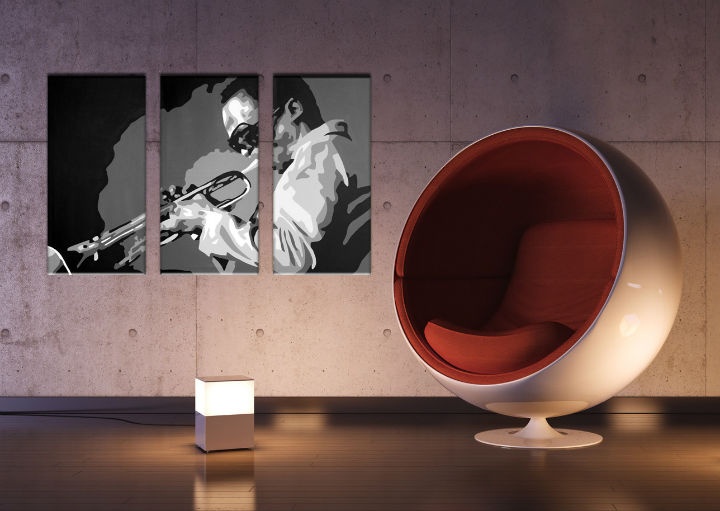 E-shop Ručne maľovaný POP Art obraz Miles Davis 3 dielny md