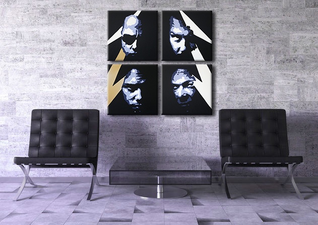 E-shop Ručne maľovaný POP Art obraz METALLICA 4 dielny met