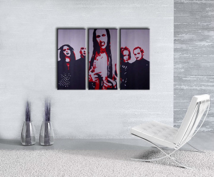 E-shop Ručne maľovaný POP Art obraz Marilyn Manson 3 dielny mm