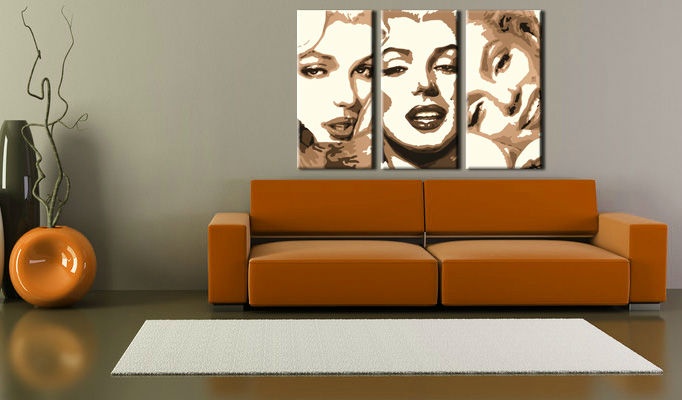 E-shop Ručne maľovaný POP Art obraz Marilyn MONROE 3 dielny mon1