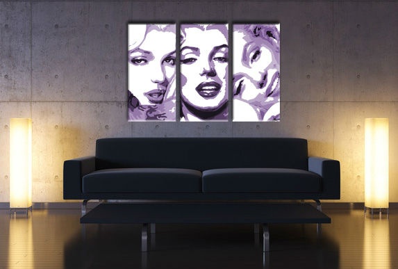 E-shop Ručne maľovaný POP Art obraz Marilyn MONROE 3 dielny mon4