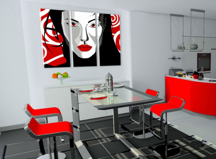 E-shop Ručne maľovaný POP Art obraz Nice WOMAN 3 dielny nwoman