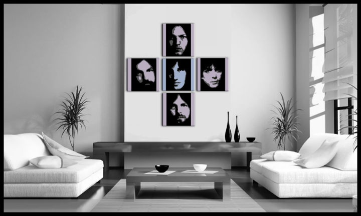 E-shop Ručne maľovaný POP Art obraz Pink Floyd 4 dielny pf