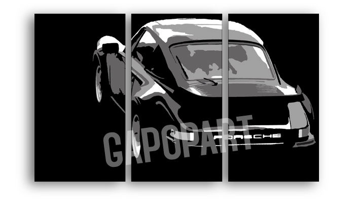 Levně Ručně malovaný obraz POP Art s motivem PORSCHE 911, 3 díly, por4