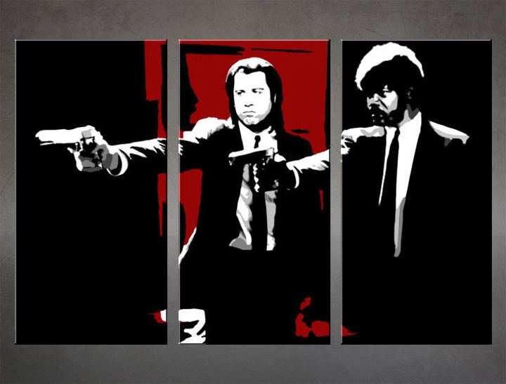 E-shop Ručne maľovaný POP Art obraz Pulp Fiction 3 dielny pulp5